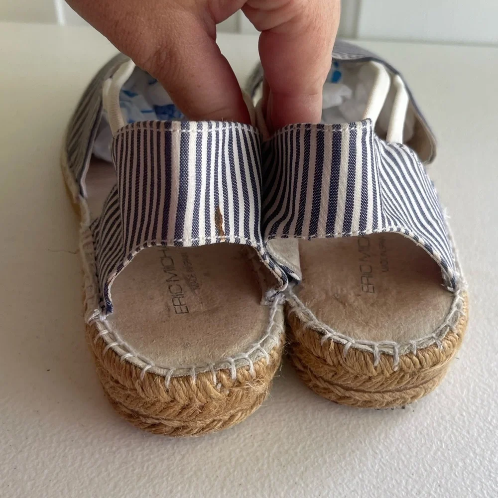 Eric Michael navy white stripe nautical espadrille